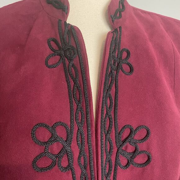 Dress Barn Suede Embroidered Maroon Womens Jacket -size S - Picture 2 of 9